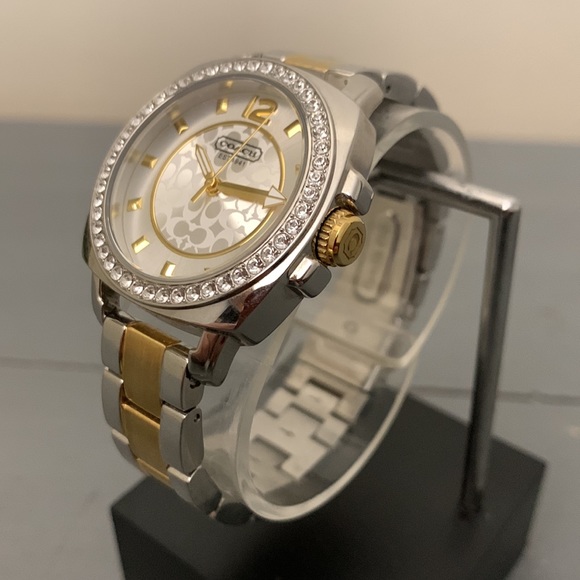 Coach Signature Logo Watch 32mm Face Two Tone with Crystals - Picture 2 of 9